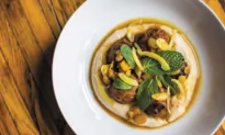 Lamb Merguez Meatballs With Puréed Cauliflower and Raisin-Almond Relish 