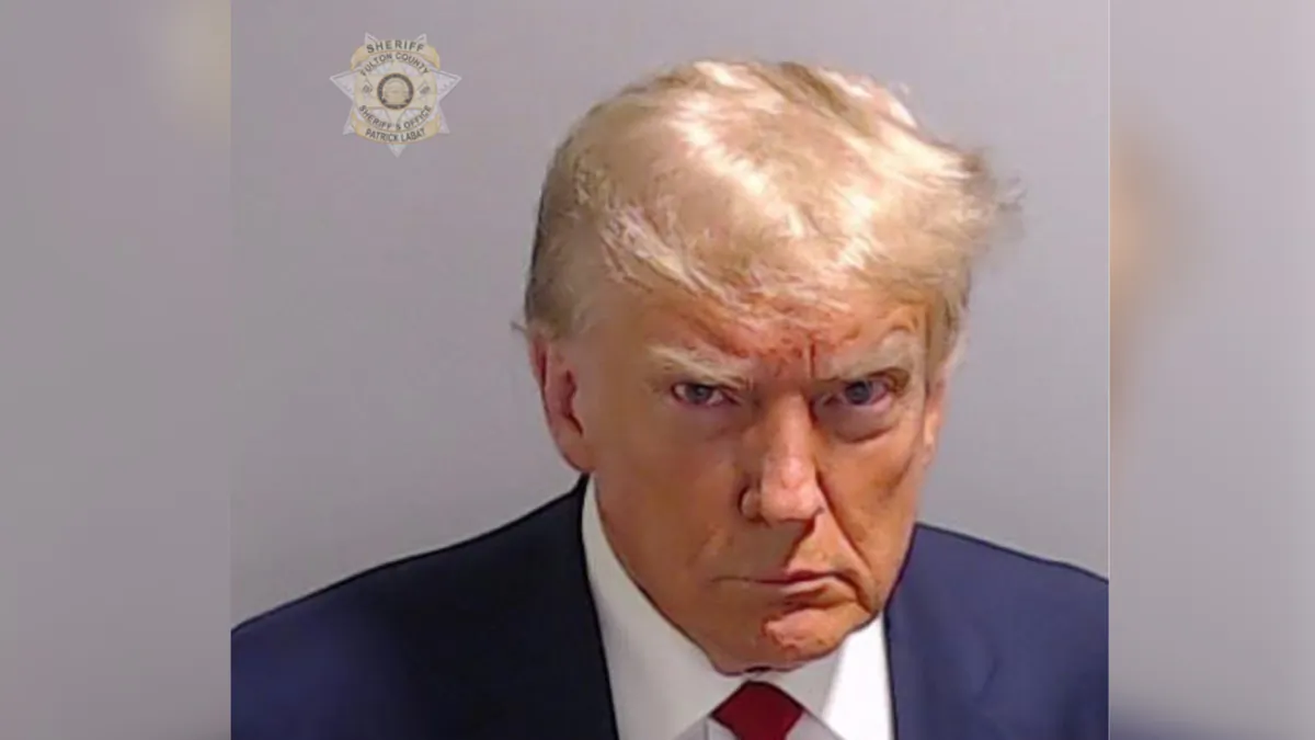Booking photo of former President Donald Trump as he was processed and released on bond at the Fulton County Jail in Atlanta on Aug. 24, 2023. (Fulton County Sheriff’s Office)