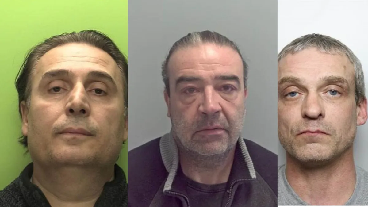 People traffickers (L to R) Banet Tershana, Desmond Rice, and Klodian Shenaj, who were jailed at Nottingham Crown Court on Aug. 25, 2023. (National Crime Agency)