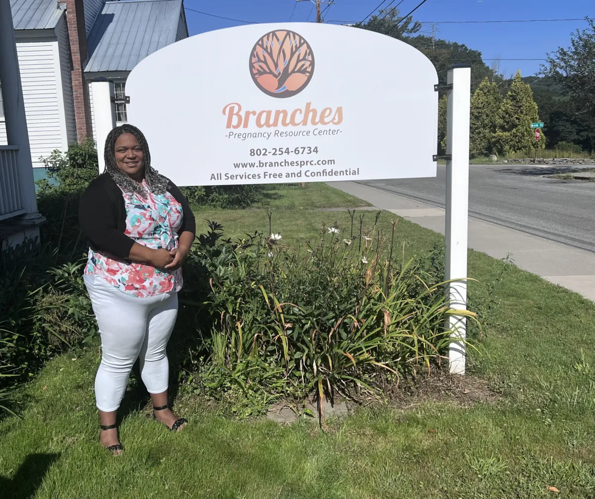 Executive Director Jean Marie Davis stands in front of Branches Pregnancy Resource Center in Brattleboro, Vt., on Aug. 24, 2023. (Branches Pregnancy Resource Center)
