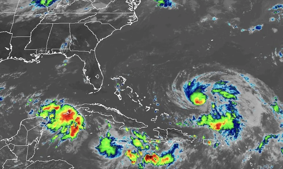 Satellite view of the Atlantic region showing Hurricane Franklin, on Aug. 26, 2023. (NOAA) 