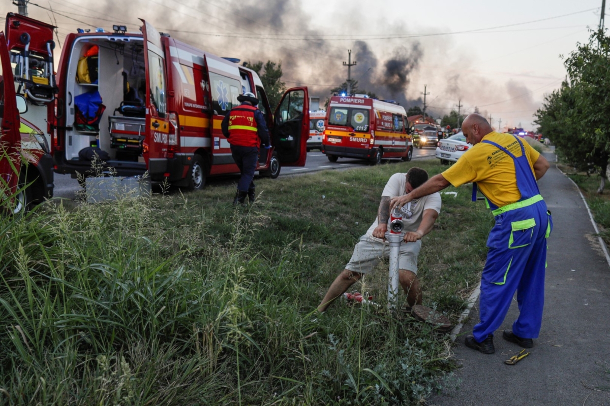 Flames Rise After An Explosion At A Lpg Station In Crevedia Near Bucharest