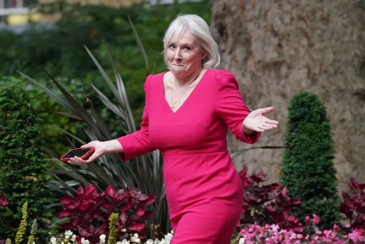 Health minister Nadine Dorries arrives at Downing Street, London, on Sept. 15, 2021. (Victoria Jones/PA)