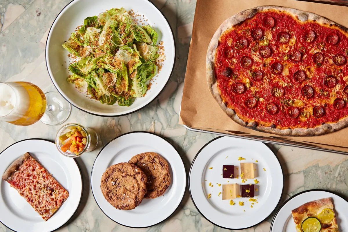 Lala's serves New Haven-inspired pizza with a roster of creative toppings, along with a selection of other treats, Grimm beers, Physica wines, and cocktails. (Rachel Vanni)