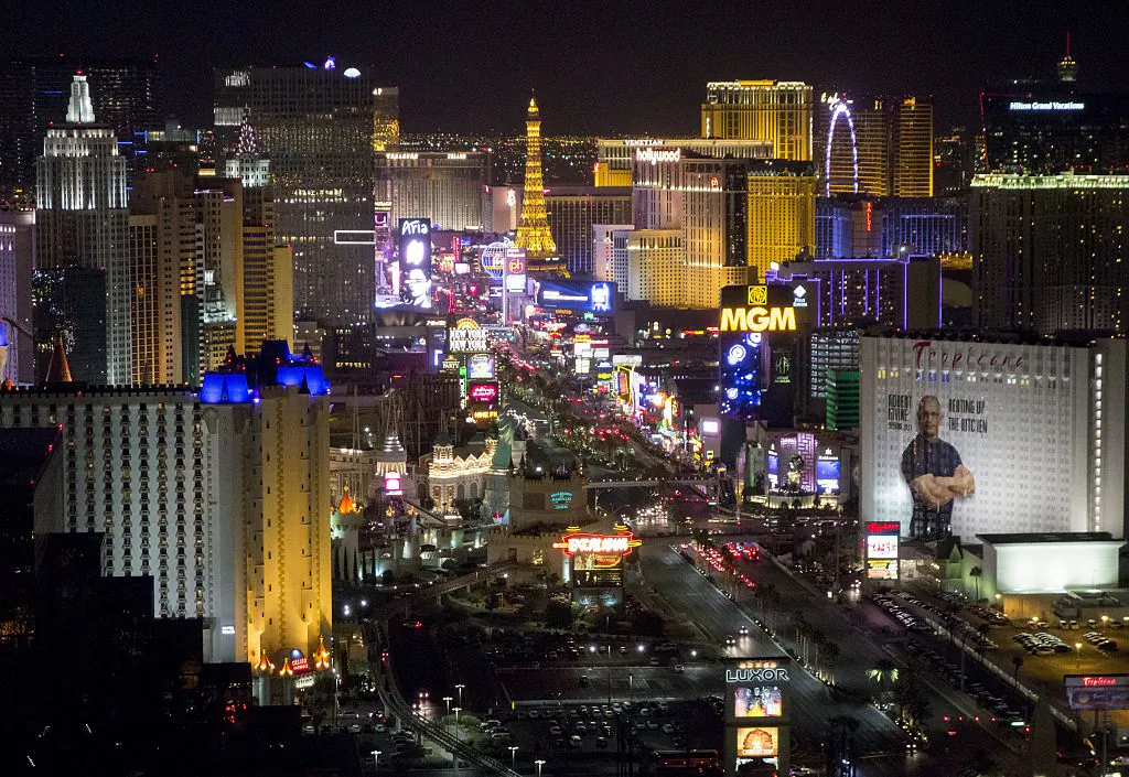 The Las Vegas Strip and skyline, including various hotels and casinos, in Las Vegas on Oct. 18, 2016. (Saul Loeb/AFP via Getty Images)