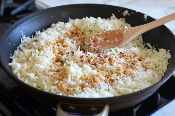 Making Cauliflower Fried Rice