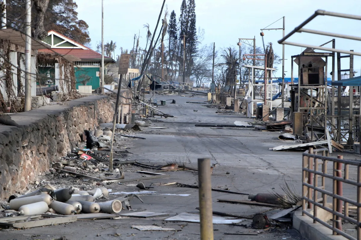 Burned debris after wildfires devastated the historic town of Lahaina, Maui, Hawaii, on Aug. 10, 2023. (Hawai'i Department of Land and Natural Resources/Handout via Reuters)