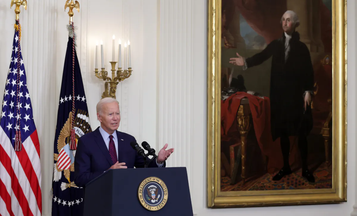 President Joe Biden delivers remarks at an East Room reception at the White House in Washington, D.C., on Aug. 28, 2023. (Alex Wong/Getty Images)