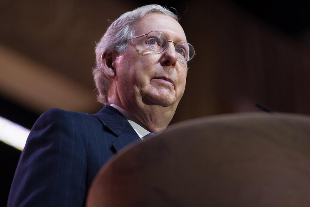 Senate Minority Leader Mitch McConnell, 81, froze during a speech, in Washington, on July 26, 2023. (Christopher Halloran/Shutterstock).