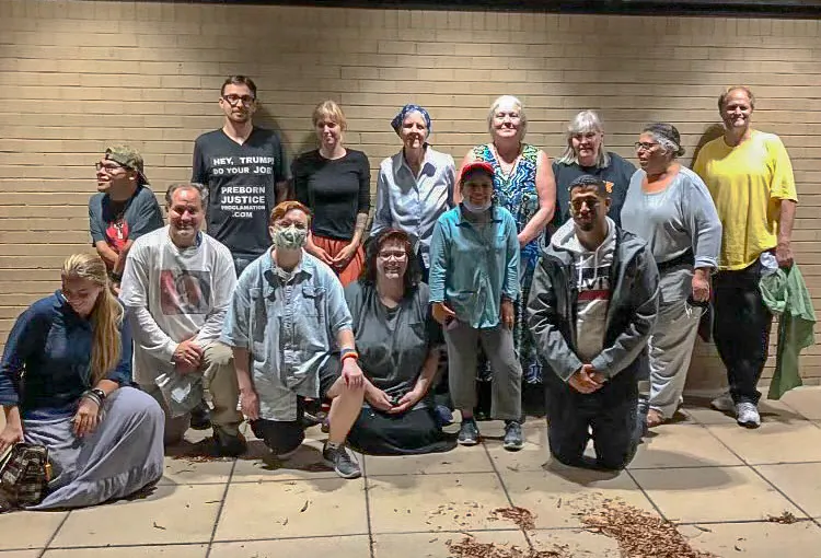 The 10 pro-life activists arrested at the Washington Surgi-Clinic pose with friends after their release from jail in Washington, DC on Oct. 22, 2020. (Courtesy of Terrisa Bukovinac)