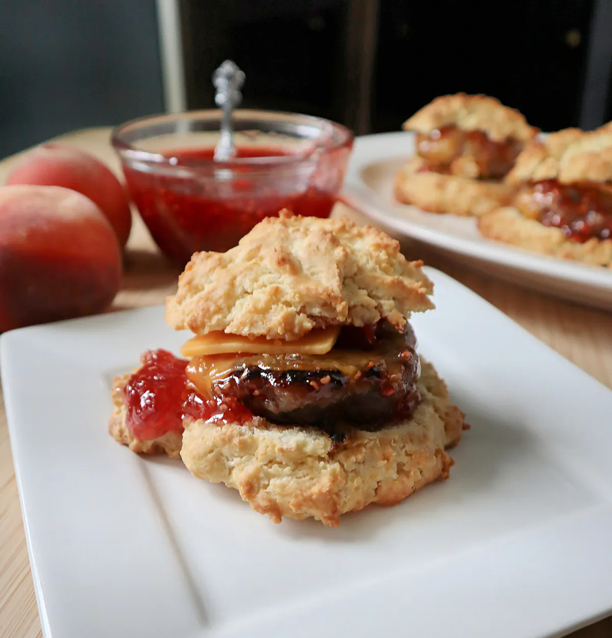Start the day off right with a homemade sausage biscuit topped with refrigerator raspberry-peach jam. (Gretchen McKay/Pittsburgh Post-Gazette/TNS)