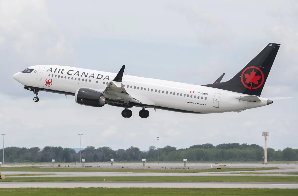 An Air Canada jet takes off from Trudeau Airport in Montreal on June 30, 2022. (Graham Hughes/The Canadian Press)