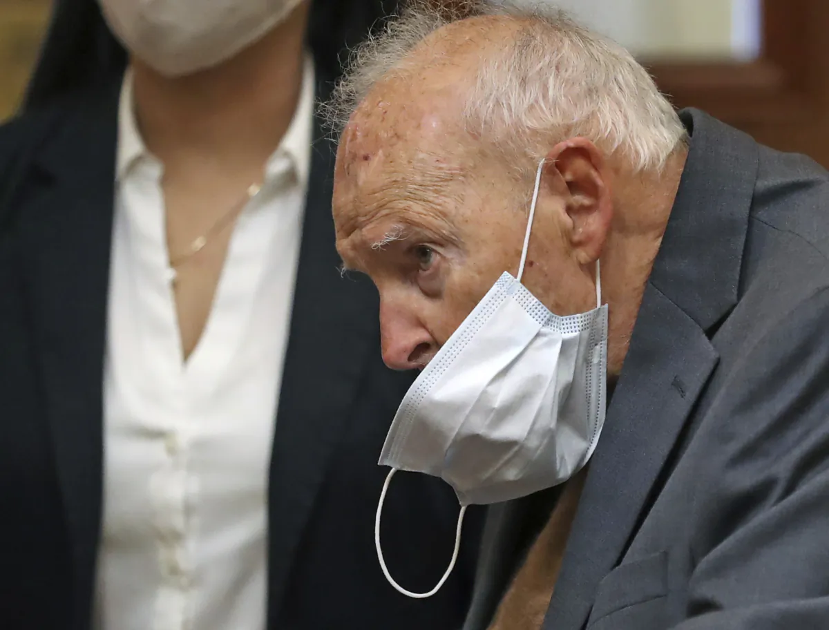 Former Roman Catholic Cardinal Theodore McCarrick appears for an arraignment at Dedham District Court in Dedham, Mass., on Sept. 3, 2021. (David L Ryan/The Boston Globe via AP, Pool)