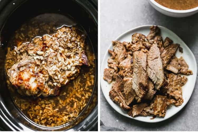 Making French Dip Sandwiches