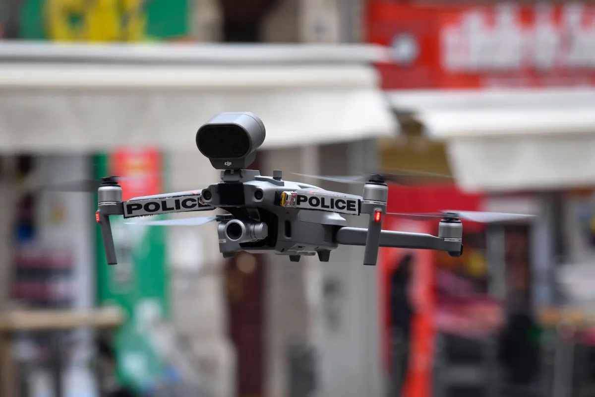 A Police drone flies over the French city of Marseille on March 24, 2020.
(Gerard Julien/AFP via Getty Images)