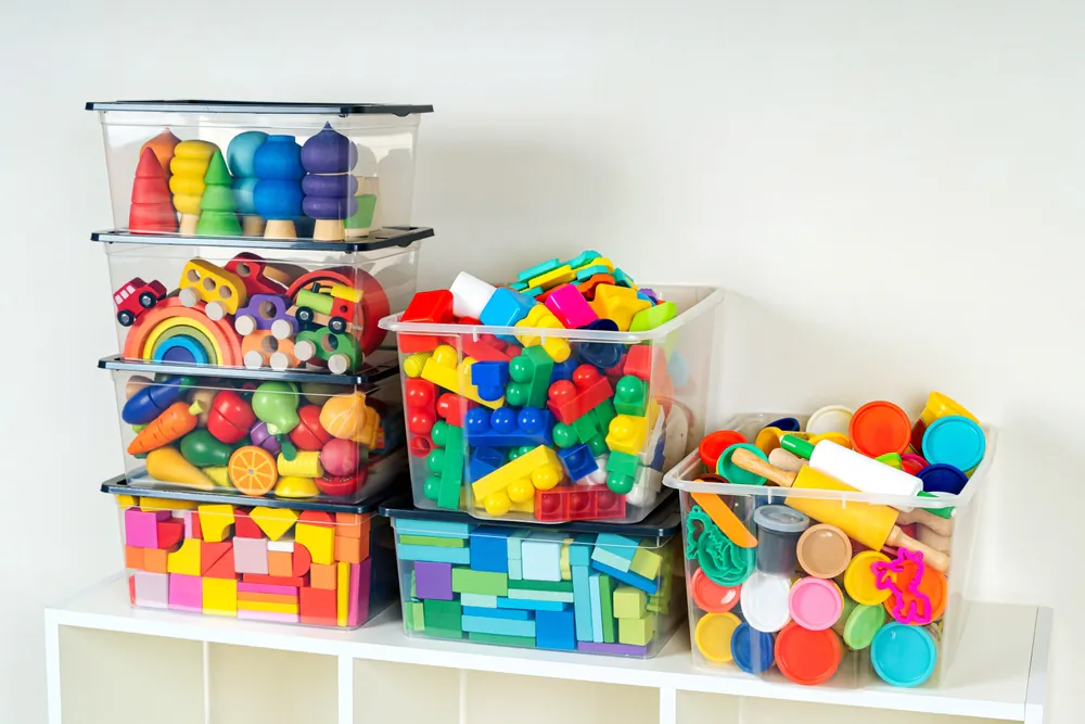 Storage bins are a great way to organize many smaller items. (Igisheva Maria/Shutterstock)