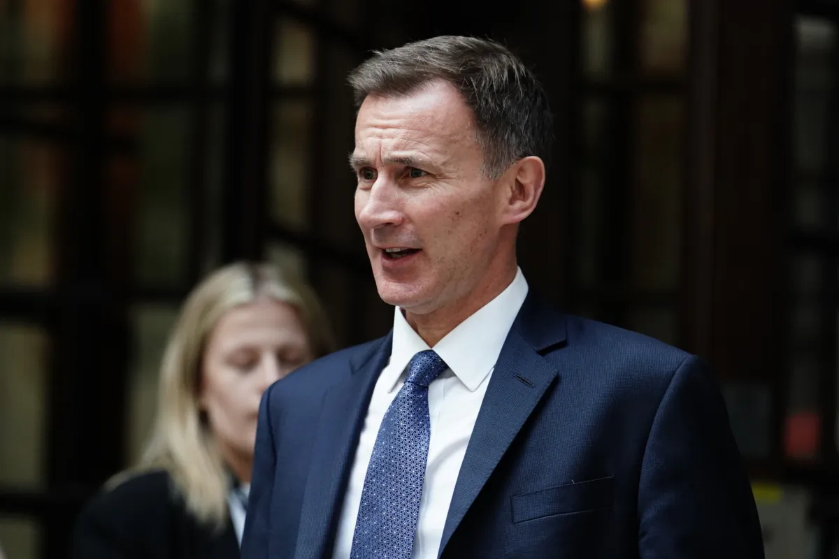 Chancellor of the Exchequer Jeremy Hunt at the Infected Blood Inquiry in London on July 28, 2023. (Jordan Pettitt/PA)