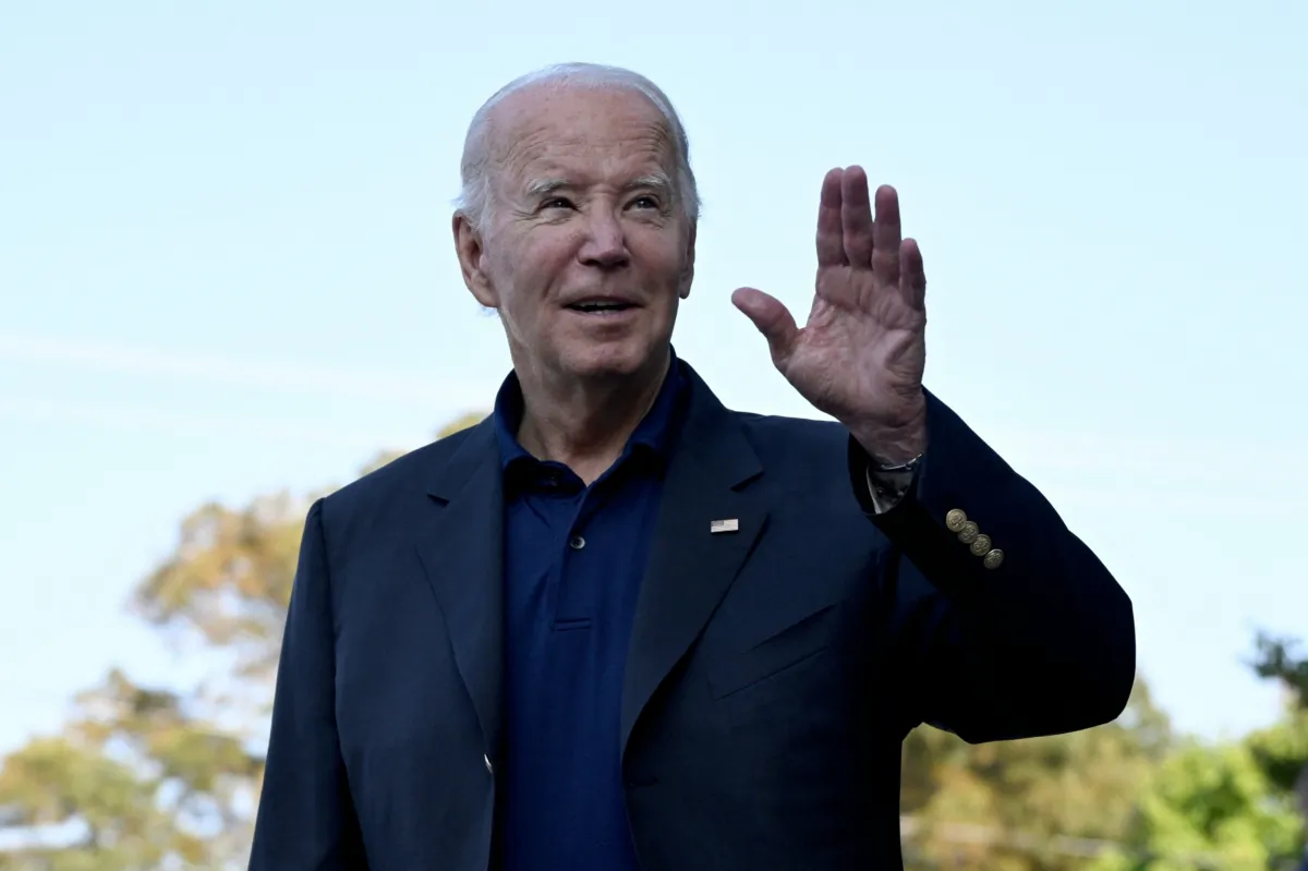 President Joe Biden waves while departing Mass at St. Edmond's Catholic Church in Rehoboth Beach, Delaware, on Sept. 3, 2023. (ANDREW CABALLERO-REYNOLDS/AFP via Getty Images)