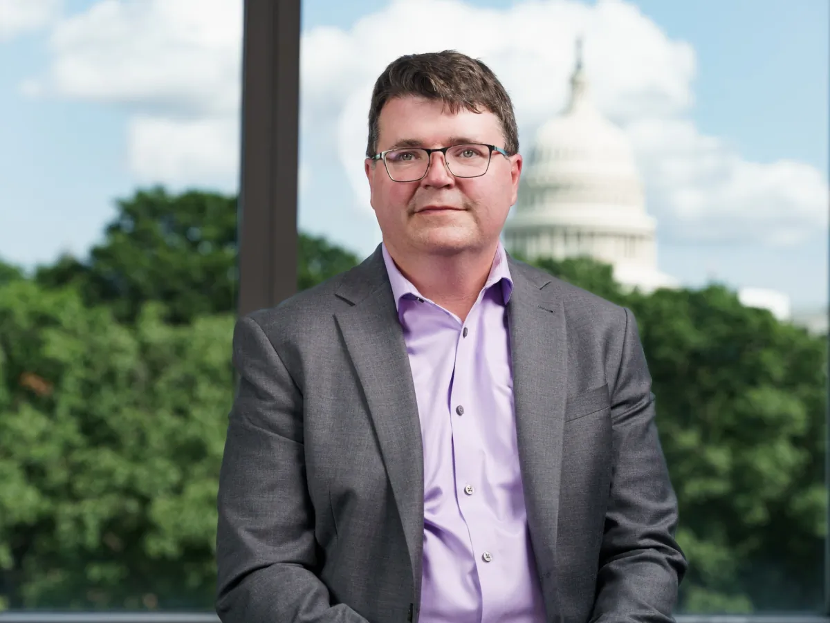 Steven Templeton, senior scholar at Brownstone Institute and an associate professor of microbiology and immunology at Indiana University School of Medicine, in Washington on July 24, 2023. (Wei Wu/The Epoch Times)
