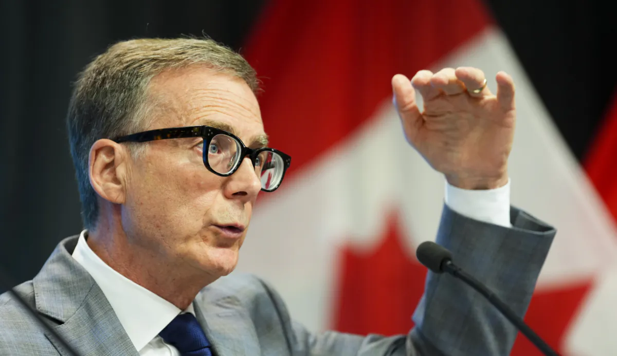 Bank of Canada governor Tiff Macklem holds a press conference at the central bank in Ottawa on July 12, 2023. (The Canadian Press/Sean Kilpatrick)