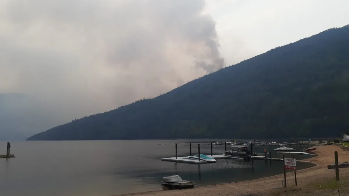 Smoke rises from the Bush Creek East wildfire in an undated handout photo. (The Canadian Press/HO-B.C. Wildfire Service)