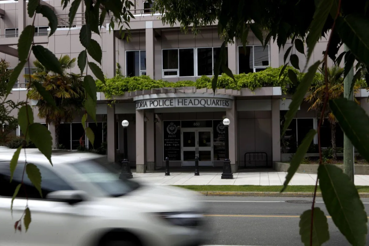 Victoria police headquarters in Victoria. is shown on June 10, 2020. (The Canadian Press/Chad Hipolito)
