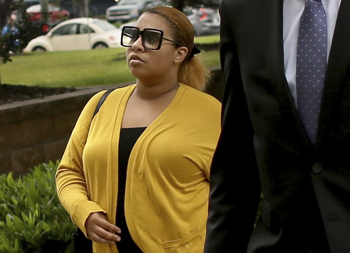 Deja Taylor arrives at federal court in Virginia Beach, Va., on June 12, 2023.(Stephen M. Katz/The Virginian-Pilot via AP)
