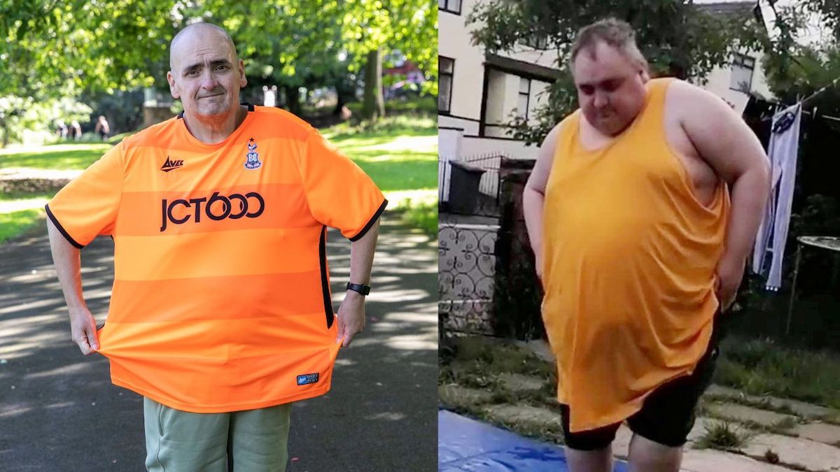 (Left) Mr. Penrose after his weight loss journey began and (Right) Mr. Penrose before his weight loss journey began.