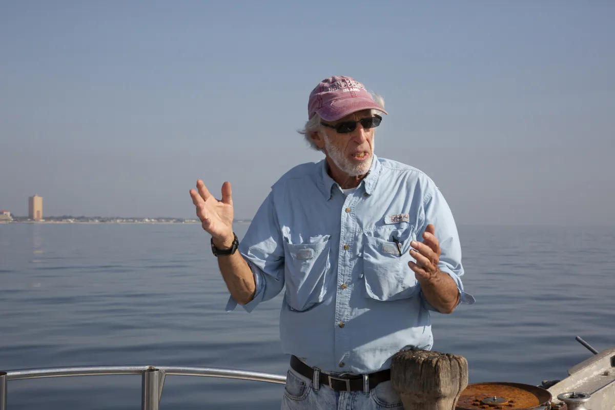 Bob Stern, a retired Department of Energy analyst and the president of Save Long Beach Island, on Sept. 6, 2023. (Richard Moore/The Epoch Times)