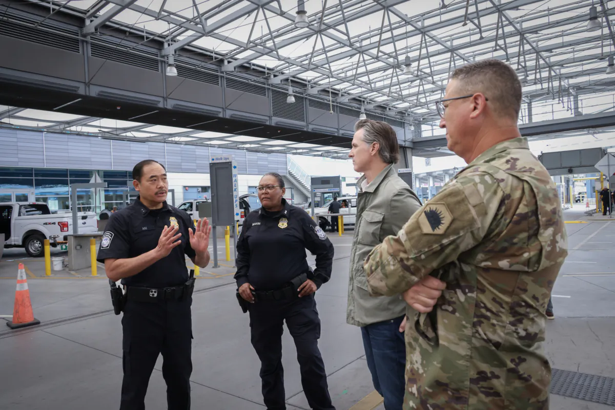 California Gov. Gavin Newsom visits the U.S-Mexico border in San Ysidro, Calif., in August 2023. (Courtesy of the Office of Governor Gavin Newsom)
