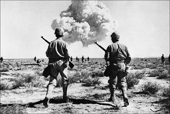 An explosion on April 25, 1952, of an H-bomb, similar to the atomic bombs dropped on Hiroshima and Nagasaki in 1945. (AFP via Getty Images)