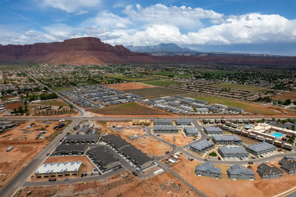 Housing developments are shown in Ivins, Utah, on May 3, 2023. (Trent Nelson/The Salt Lake Tribune via AP)
