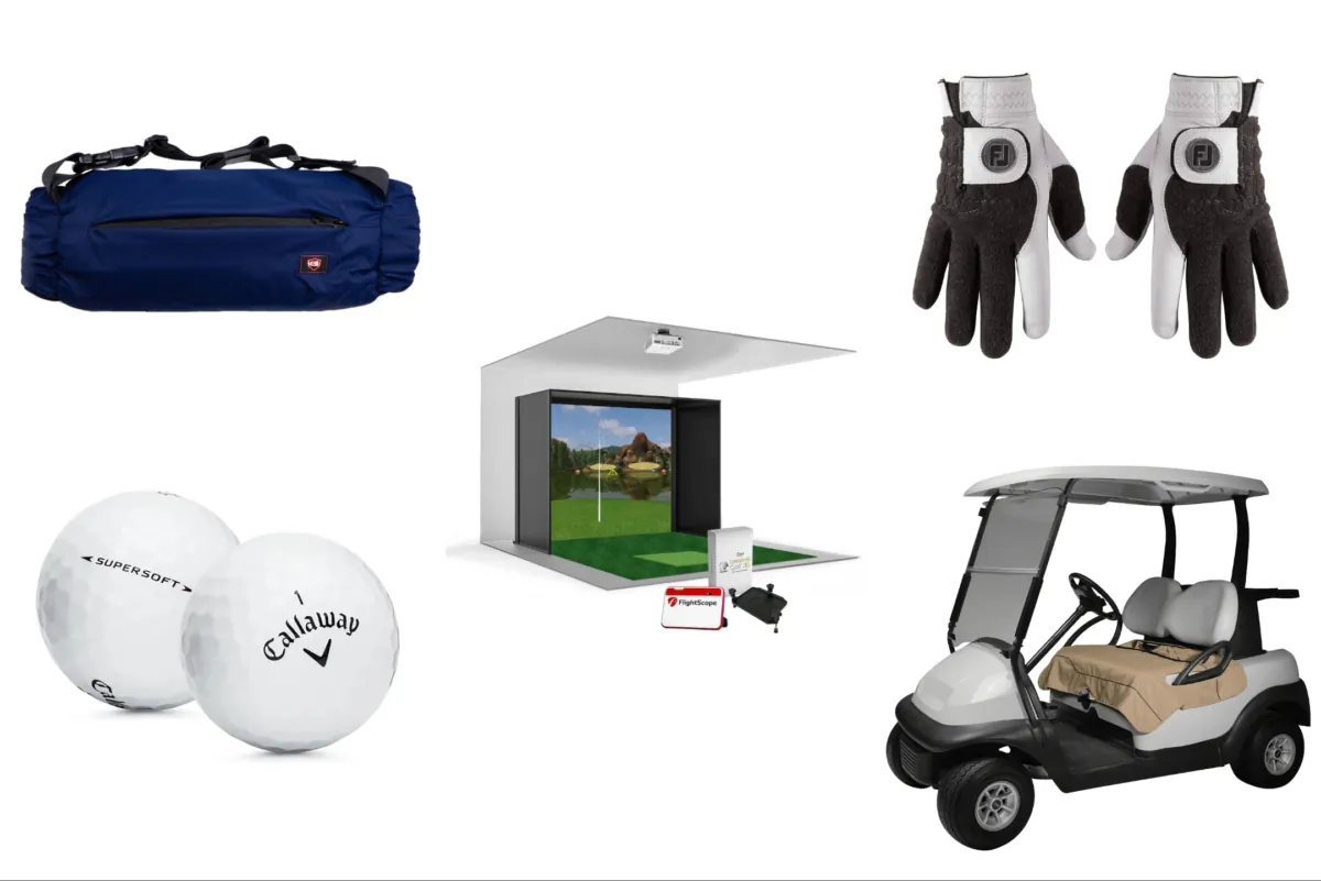 (Courtesy of Mevo+ TeeParty, Footjoy Stasof, G-tech, Classic Accessories, Callaway)