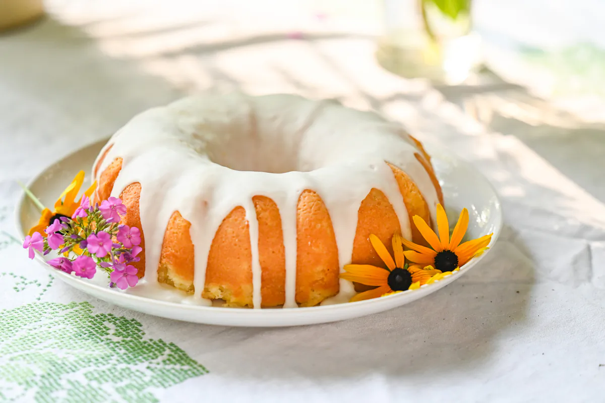 A lemon tea cake made by Gretchen McKay on Friday, Aug. 11, 2023, in Ben Avon. (Teagan Staudenmeier/Pittsburgh Post-Gazette/TNS)