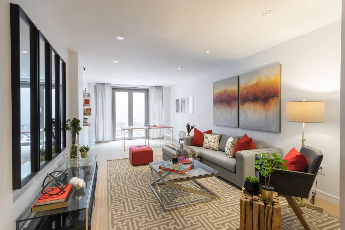 A bright lower level basement using sliding doors as a natural light source. (Handout/TNS)