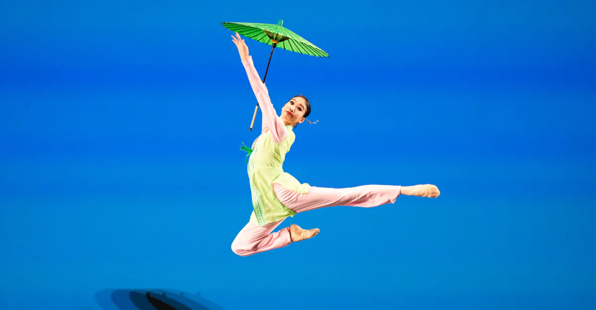 Sophie Shao performs "Whispers of Spring Rain" in the preliminary round of the NTD International Classical Chinese Dance Competition in Purchase, N.Y., on Sept. 7, 2023. (Larry Dye)