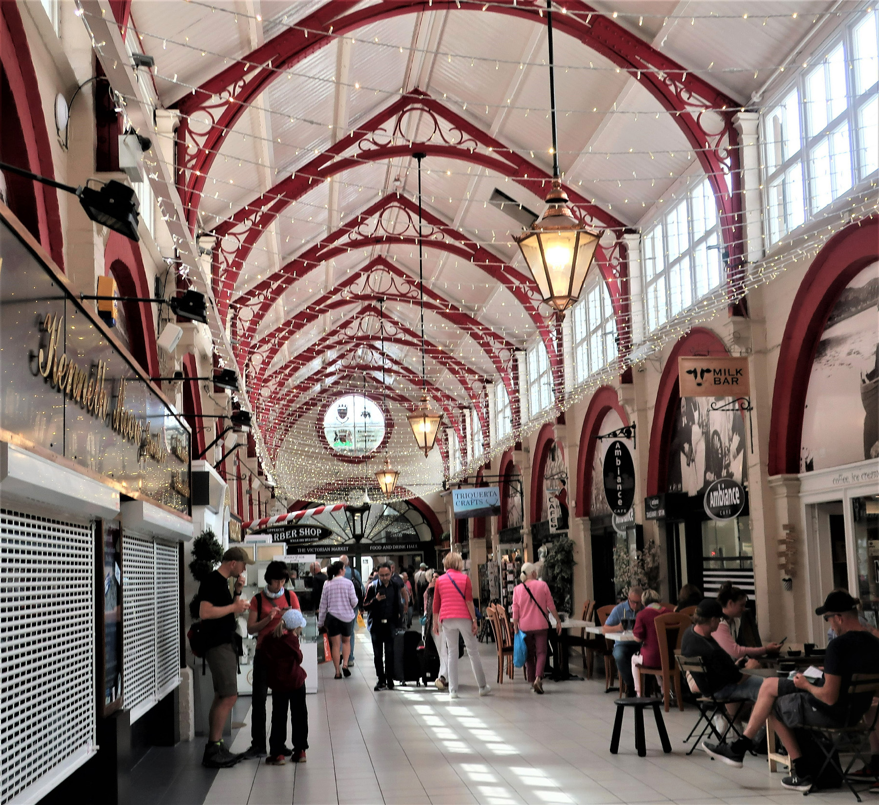 Shoppers enjoy the Victorian Market in Inverness, Scotland