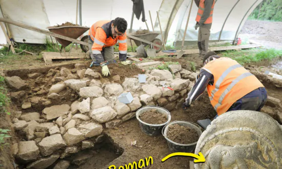 2,000-Year-Old Roman Stone Building Discovered Sticking out of Ground Near Alps in Switzerland