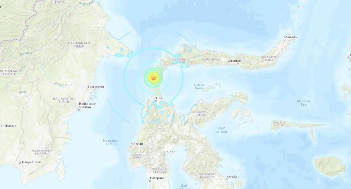 A magnitude 6.0 earthquake struck the Minahassa Peninsula on the Indonesian island of Sulawesi on Sept. 9, 2023, according to the United States Geological Survey. (USGS)
