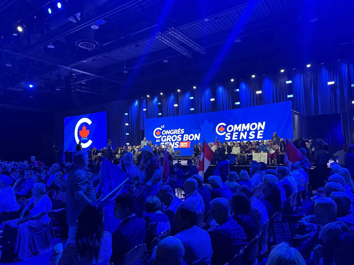 Conservative party members and delegates attend their party's convention at the Centre des congrès de Québec in Quebec City on Sept. 8, 2023. (Omid Ghoreishi/The Epoch Times)