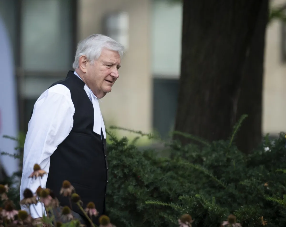 Brian Greenspan, the lawyer representing Peter Nygard, arrives at the Toronto courthouse, on Sept. 11, 2023. (The Canadian Press/Tijana Martin)
