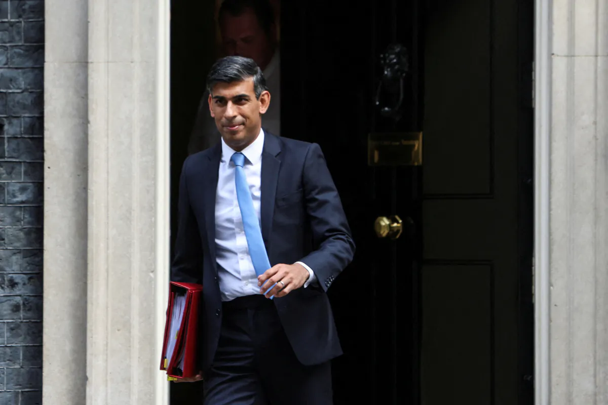 British Prime Minister Rishi Sunak walks at Downing Street in London, Britain, 
on Sept. 6, 2023. (Susannah Ireland/File Photo/Reuters)
