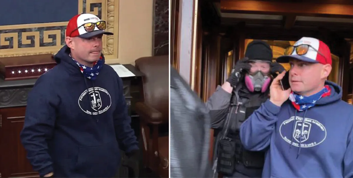 Leo Brent Bozell IV, 44, of Palmyra, Pa., spent about 50 minutes inside the U.S. Capitol on Jan. 6, 2021. (U.S. DOJ/Screenshot via The Epoch Times)