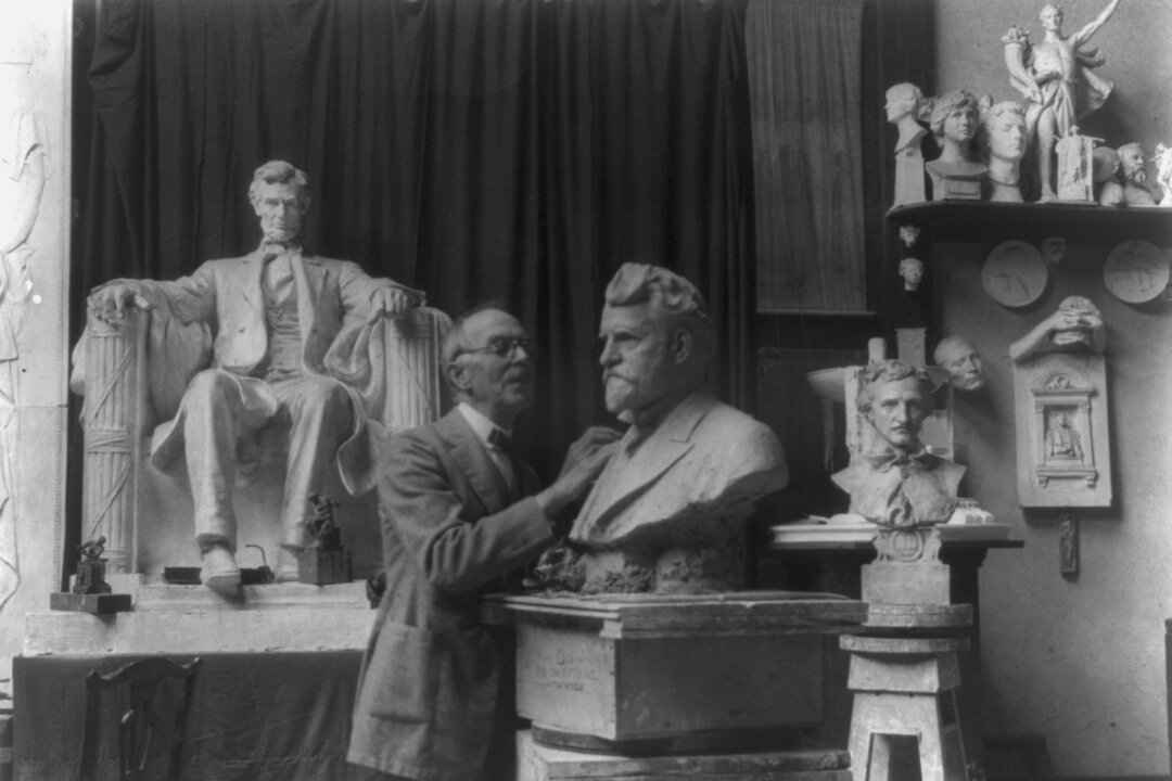 American sculptor Daniel C. French in the Chesterwoord studio. Library of Congress. (Public Domain)