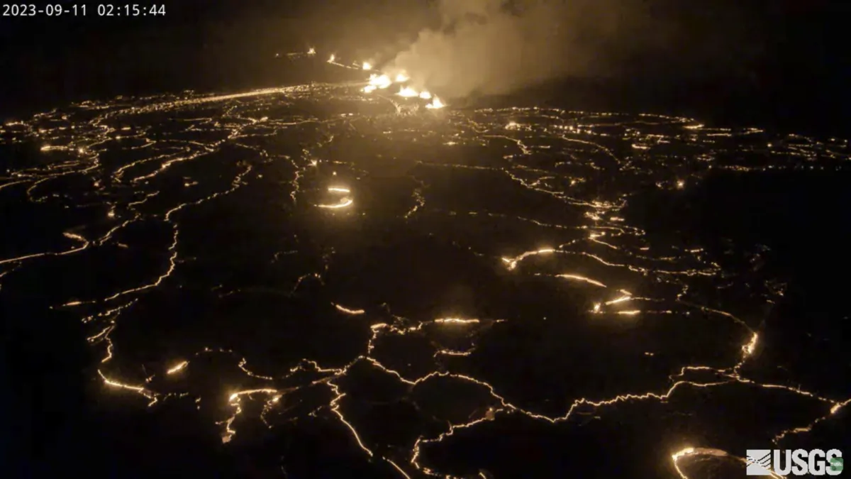 Kilauea, one of the most active volcanoes in the world, erupts in Hawaii on Sept. 11, 2023. (U.S. Geological Survey via AP)