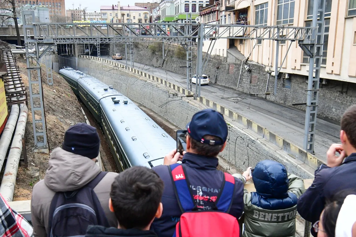 A train believed to be carrying North Korean leader Kim Jong Un arrives in the far-eastern Russian port of Vladivostok on April 24, 2019. (AFP via Getty Images)