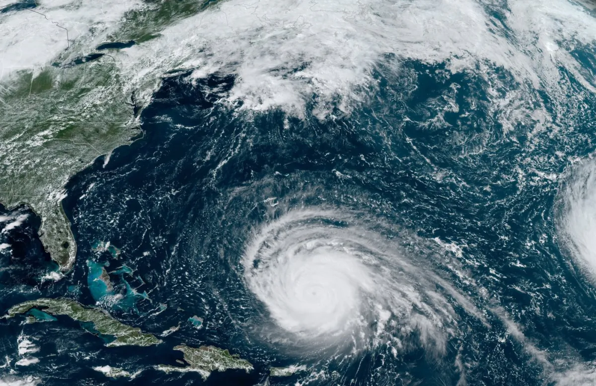 This satellite image provided by CIRA/NOAA shows hurricane Lee in the Atlantic Ocean on Sept. 11, 2023. (The Canadian Press/HO-CIRA/NOAA)