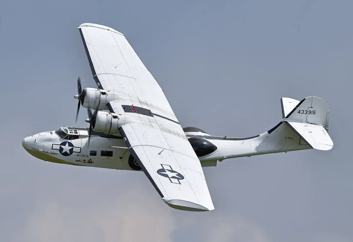 The PBY Catalina flying boat is featured in "High Barbaree." (Public Domain)