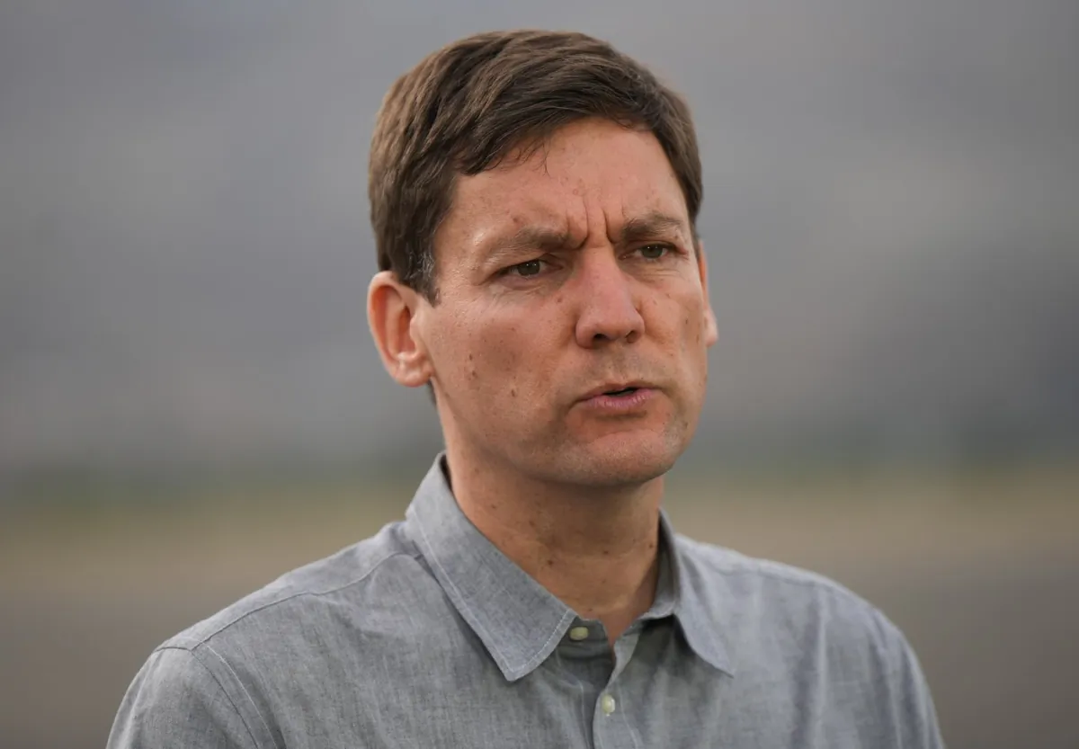 Premier David Eby speaks during a news conference in Kamloops, B.C., on Sept. 11, 2023. (The Canadian Press/Darryl Dyck)