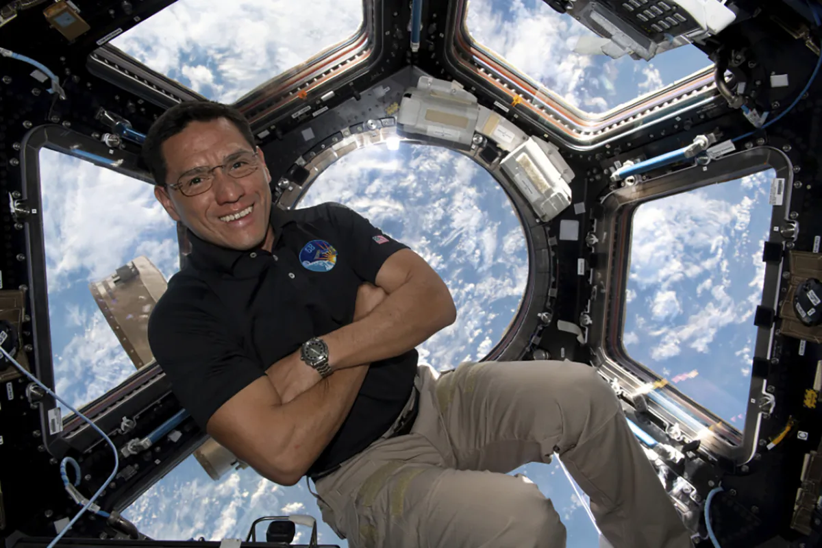 Astronaut Frank Rubio is floating inside the cupola, the International Space Station’s "window to the world." (NASA via AP)